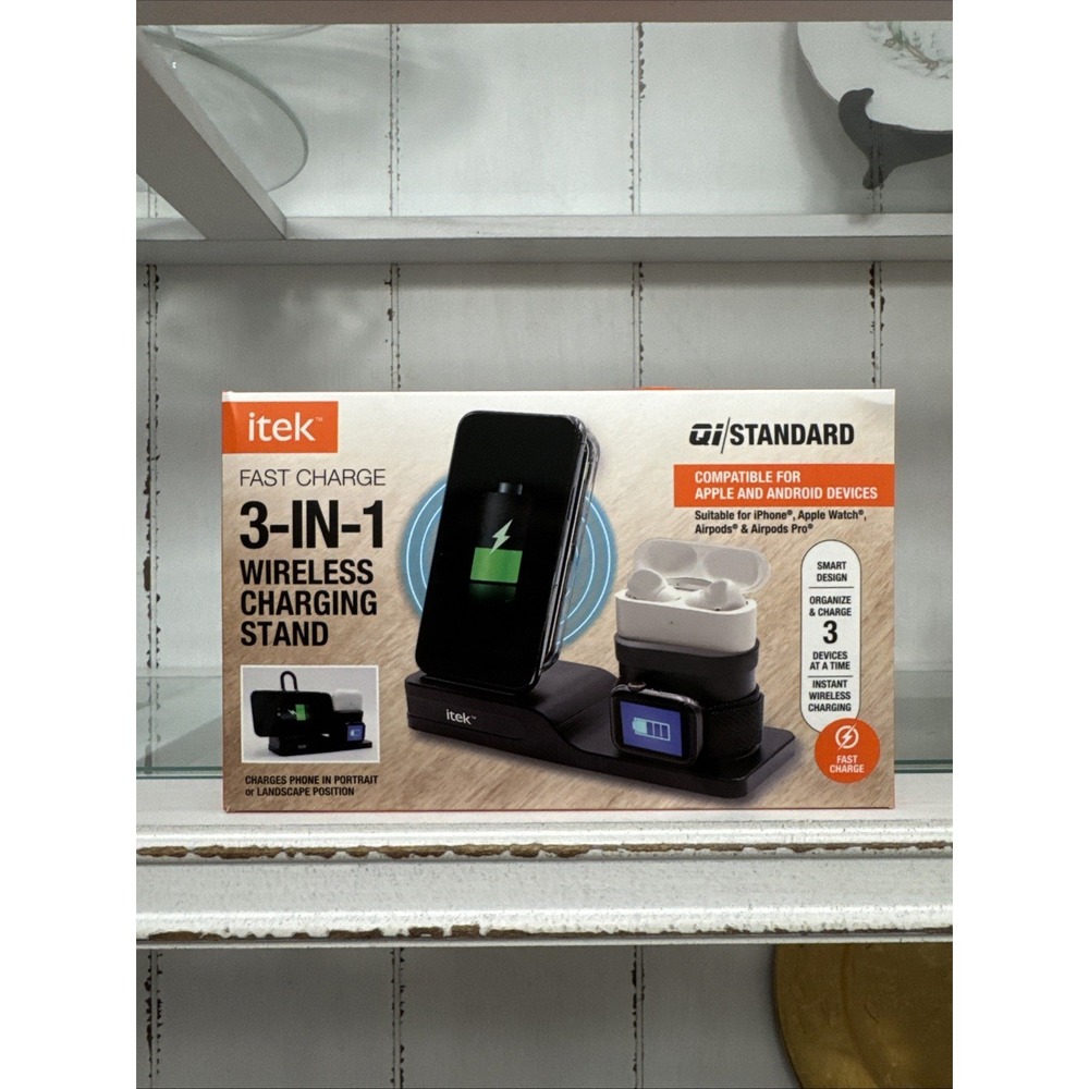 NEW 3-in-1 Wireless Charging Stand, ITEK Works With‎ Apple, Android Devices
